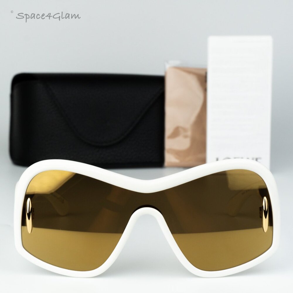 Loewe Men Sunglasses White Gold Brown Mirror Shield LW40131I 25G NEW AUTHENTIC
